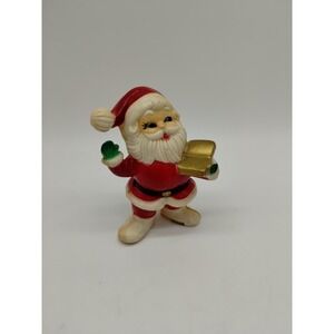 Vintage Santa Blow Mold Plastic Mini Tree Ornaments Hong Kong 3.5"